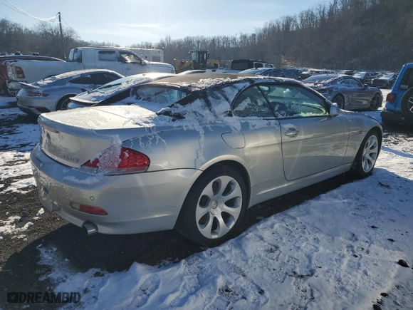 2005 BMW 6 Series 645Ci with VIN WBAEK73415B325739, listed as a Copart auction lot 86249364 with 85,651 mi miles and Salvage Title. Bid and sale history available at carsss.com. Image 3.