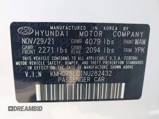 2022 Hyundai Ioniq SE z VIN KMHC75LC1NU282432, wystawiony jako IAAI lot #42060104 z przebiegiem 35 700 mil mil oraz . Historia ofert i sprzedaży dostępna na DreamBid. Obrazek 9.