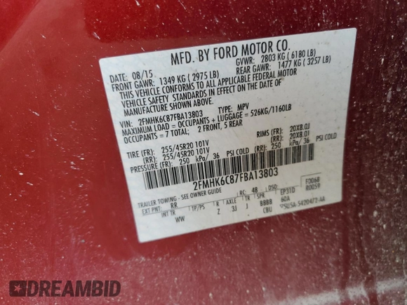 2015 Ford Flex SEL with VIN 2FMHK6C87FBA13803, listed as a Copart auction lot 47535835 with 205,128 mi miles and Clean Title. Bid and sale history available at carsss.com. Image 13.