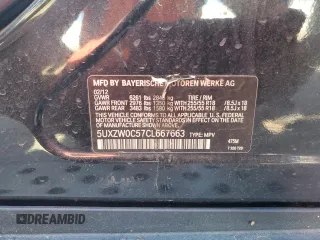 2012 BMW X5 35d with VIN 5UXZW0C57CL667663, listed as a Copart auction lot 63496695 with 116,218 mi miles and Clean title. Bid and sale history available at DreamBid. Image 13.