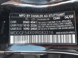 2009 Mercedes-Benz C 300 Sport with VIN WDDGF54X09R083316, listed as a IAAI auction lot 42635876 with 100,866 mi miles and . Bid and sale history available at DreamBid. Image 9.