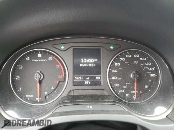 2017 Audi A3 Sedan Premium with VIN WAUAUGFFXH1026833, listed as a Copart auction lot 57223193 with 59,211 mi miles. Bid and sale history available at carsss.com. Image 9.