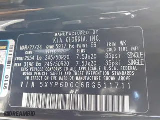 2024 Kia Telluride S with VIN 5XYP6DGC6RG511711, listed as a IAAI auction lot 41550210 with 13,003 mi miles. Bid and sale history available at carsss.com. Image 9.