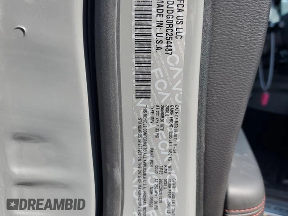 2024 Dodge Durango GT Plus z VIN 1C4RDJDG0RC254487, wystawiony jako Copart lot #53572795 z przebiegiem 4 902 mil mil oraz Szkoda całkowita • Salvage title. Historia ofert i sprzedaży dostępna na DreamBid. Obrazek 14.