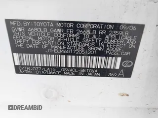2007 Lexus ES 330 with VIN JTHBJ46G172051201, listed as a IAAI auction lot 42168072 with 245,451 mi miles and . Bid and sale history available at DreamBid. Image 9.