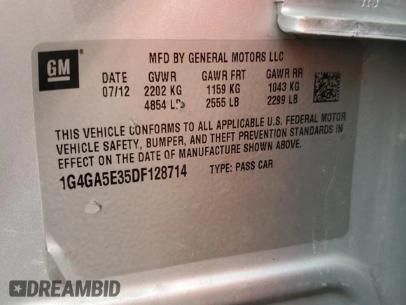 2013 Buick LaCrosse z VIN 1G4GA5E35DF128714, wystawiony jako Copart lot #61446425 z przebiegiem 128 419 mil mil oraz Szkoda całkowita • Salvage title. Historia ofert i sprzedaży dostępna na DreamBid. Obrazek 12.
