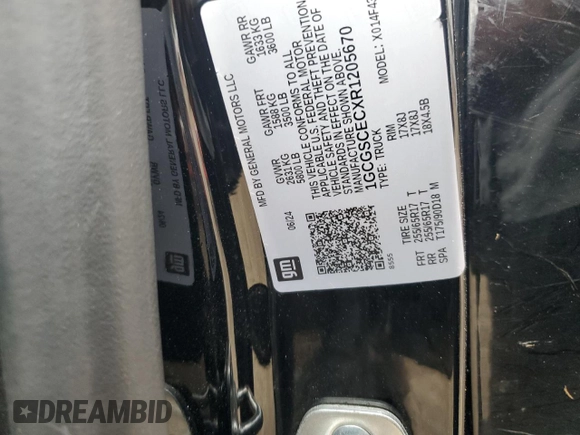2024 Chevrolet Colorado 2WD LT with VIN 1GCGSCECXR1205670, listed as a Copart auction lot 57727145 with Not provided miles and Salvage title. Bid and sale history available at DreamBid. Image 13.