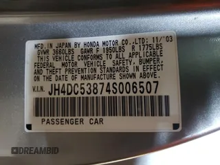 2004 Acura RSX with VIN JH4DC53874S006507, listed as a Copart auction lot 81763304 with 182,034 mi miles and Salvage Title. Bid and sale history available at carsss.com. Image 12.