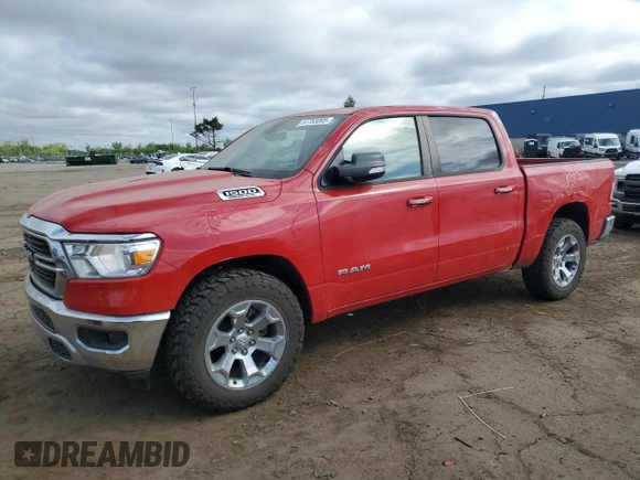 2020 Ram 1500 Big Horn with VIN 1C6SRFFT2LN126099, listed as a Copart auction lot 57753095 with 21,419 mi miles and Salvage title. Bid and sale history available at DreamBid. Image 1.
