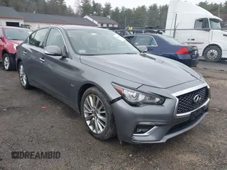 2018 Infiniti Q50 3.0t LUXE with VIN JN1EV7AR5JM434747, listed as a IAAI auction lot 41924244 with 114,634 mi miles. Bid and sale history available at carsss.com. Image 1.