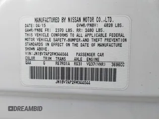 2015 Infiniti Q50 Premium z VIN JN1BV7AP2FM344044, wystawiony jako IAAI lot #42217012 z przebiegiem 155 714 mil mil oraz . Historia ofert i sprzedaży dostępna na DreamBid. Obrazek 9.