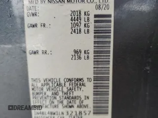 2020 Nissan Altima S with VIN 1N4BL4BW1LN321857, listed as a Copart auction lot 42007245 with 86,150 mi miles and Salvage Title. Bid and sale history available at DreamBid. Image 14.