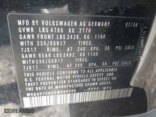 2009 Volkswagen Tiguan S with VIN WVGAV75N69W509504, listed as a IAAI auction lot 41881323 with 83,435 mi miles. Bid and sale history available at carsss.com. Image 9.