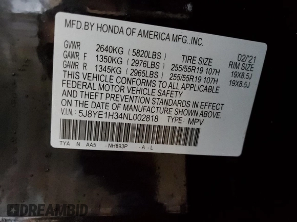 2022 Acura MDX with VIN 5J8YE1H34NL002818, listed as a Copart auction lot 84178274 with 54,213 mi miles and Salvage Title. Bid and sale history available at carsss.com. Image 14.