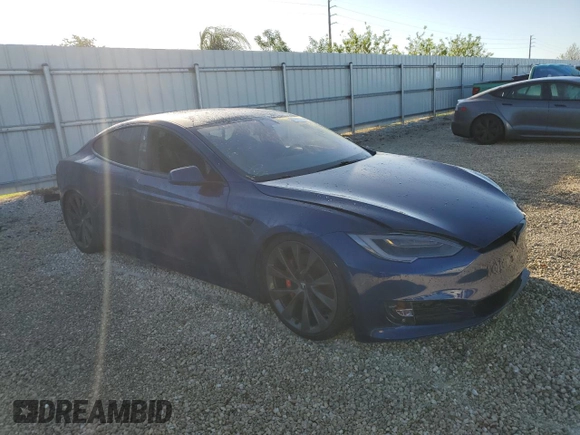 2020 Tesla Model S Performance with VIN 5YJSA1E40LF389106, listed as a Copart auction lot 74157584 with Not provided miles and Salvage title. Bid and sale history available at DreamBid. Image 4.