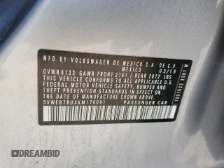 2019 Volkswagen Jetta SEL with VIN 3VWEB7BUXKM176091, listed as a Copart auction lot 54003955 with 178,682 mi miles and Salvage title. Bid and sale history available at DreamBid. Image 12.
