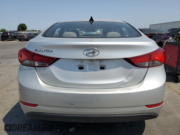 2016 Hyundai Elantra SE with VIN 5NPDH4AE8GH758998, listed as a Copart auction lot 60131145 with Not provided miles and Salvage title. Bid and sale history available at DreamBid. Image 6.