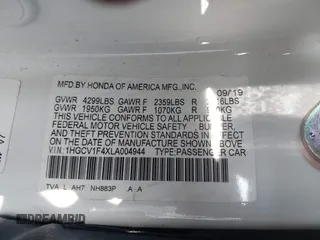 2020 Honda Accord EX with VIN 1HGCV1F4XLA004944, listed as a IAAI auction lot 42582624 with 69,558 mi miles and . Bid and sale history available at DreamBid. Image 9.