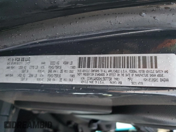 2017 Jeep Wrangler Willys Wheeler with VIN 1C4AJWAG6HL567730, listed as a Copart auction lot 87739395 with 46,286 mi miles and Salvage Title. Bid and sale history available at DreamBid. Image 13.