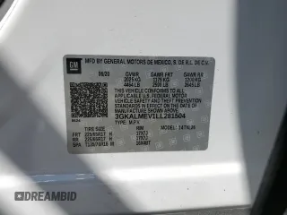2020 GMC Terrain SLE z VIN 3GKALMEV1LL281504, wystawiony jako Copart lot #50687545 z przebiegiem 58 020 mil mil oraz Szkoda całkowita • Salvage title. Historia ofert i sprzedaży dostępna na DreamBid. Obrazek 14.