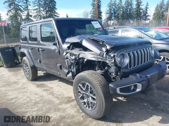 2025 Jeep Wrangler Sahara with VIN 1C4PJXENXSW527925, listed as a IAAI auction lot 41818650 with 5,478 mi miles and . Bid and sale history available at DreamBid. Image 1.