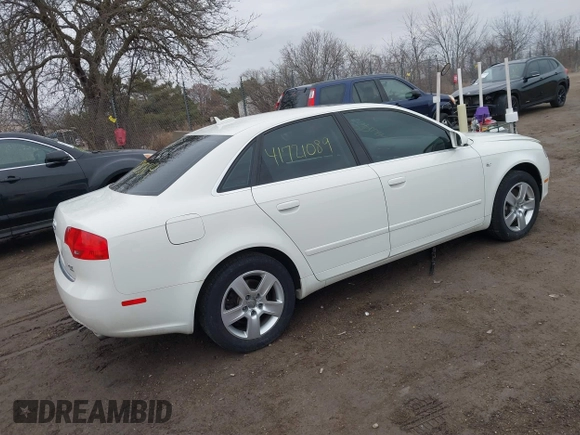 2005 Audi A4 2.0T with VIN WAUDF68E85A471170, listed as a IAAI auction lot 41721089 with 105,307 mi miles. Bid and sale history available at carsss.com. Image 4.