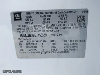 2016 Chevrolet Equinox LTZ with VIN 2GNALDEK9G1156539, listed as a IAAI auction lot 41639416 with 61,039 mi miles. Bid and sale history available at carsss.com. Image 9.