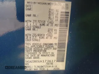 2020 Nissan Murano SV with VIN 5N1AZ2BS5LN173617, listed as a Copart auction lot 54603575 with 46,400 mi miles and Salvage title. Bid and sale history available at DreamBid. Image 13.