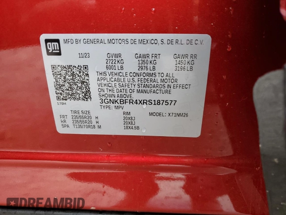 2024 Chevrolet Blazer Premier z VIN 3GNKBFR4XRS187577, wystawiony jako Copart lot #74504054 z przebiegiem 7 495 mil mil oraz Szkoda całkowita • Salvage title. Historia ofert i sprzedaży dostępna na DreamBid. Obrazek 12.