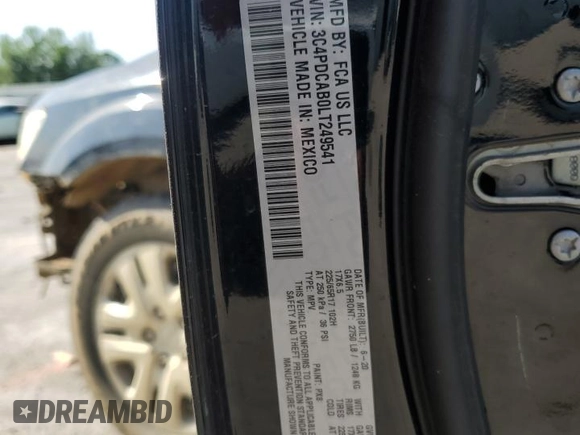 2020 Dodge Journey SE Value with VIN 3C4PDCAB0LT249541, listed as a Copart auction lot 53962605 with 47,604 mi miles and Clean Title. Bid and sale history available at DreamBid. Image 14.