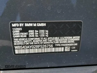 2024 BMW M3 Competition xDrive с VIN WBS43AY02RFS26756, выставлен на аукционе Copart как лот 52377425 с пробегом 7 468 миль миль и Списание • Salvage title. История ставок и продаж доступна на DreamBid. Изображение 12.