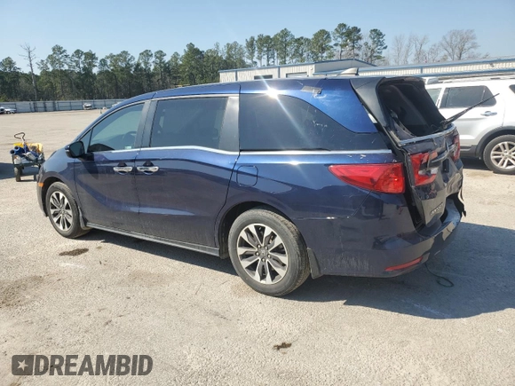 2022 Honda Odyssey EX-L with VIN 5FNRL6H73NB021145, listed as a Copart auction lot 46609265 with 31,493 mi miles and Salvage Title. Bid and sale history available at DreamBid. Image 2.