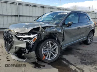 2022 Audi Q3 S line Premium Plus with VIN WA1EECF3XN1045971, listed as a Copart auction lot 50026375 with 28,412 mi miles and Salvage Title. Bid and sale history available at carsss.com. Image 1.