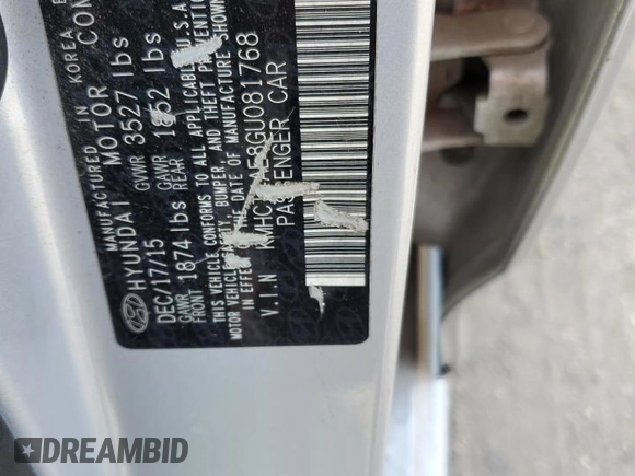 2016 Hyundai Accent SE with VIN KMHCT4AE8GU081768, listed as a Copart auction lot 67941243 with Not Provided miles. Bid and sale history available at carsss.com. Image 13.