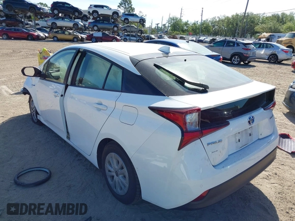 2021 Toyota Prius L Eco with VIN JTDKAMFU2M3147562, listed as a IAAI auction lot 41882066 with 99,491 mi miles. Bid and sale history available at carsss.com. Image 3.