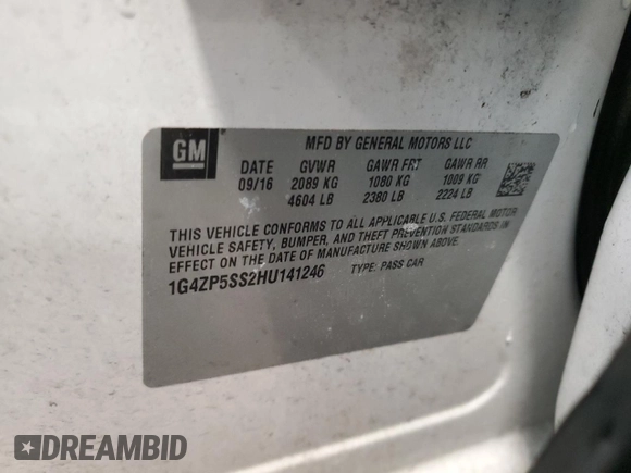 2017 Buick LaCrosse Essence with VIN 1G4ZP5SS2HU141246, listed as a Copart auction lot 51846955 with 149,737 mi miles and Clean Title. Bid and sale history available at DreamBid. Image 12.