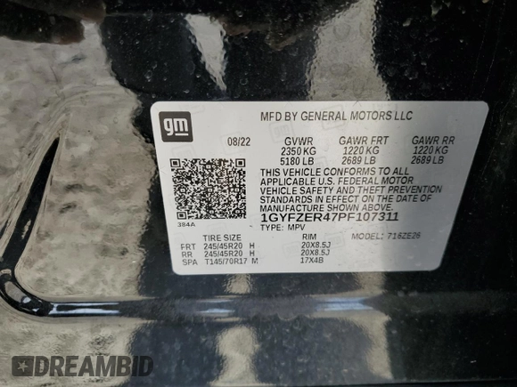 2023 Cadillac XT4 FWD Sport with VIN 1GYFZER47PF107311, listed as a Copart auction lot 87583565 with 26,585 mi miles and Salvage title. Bid and sale history available at DreamBid. Image 15.