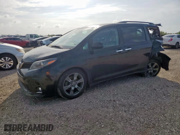 2018 Toyota Sienna SE with VIN 5TDXZ3DC4JS916138, listed as a Copart auction lot 57165495 with 120,764 mi miles and Salvage title. Bid and sale history available at DreamBid. Image 1.