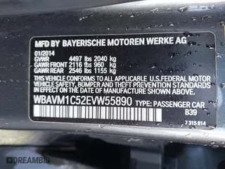 2014 BMW X1 sDrive28i with VIN WBAVM1C52EVW55890, listed as a IAAI auction lot 41512784 with 97,718 mi miles. Bid and sale history available at carsss.com. Image 9.