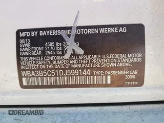 2013 BMW 3 Series 328i xDrive with VIN WBA3B5C51DJ599144, listed as a IAAI auction lot 42059260 with 84,153 mi miles. Bid and sale history available at carsss.com. Image 9.