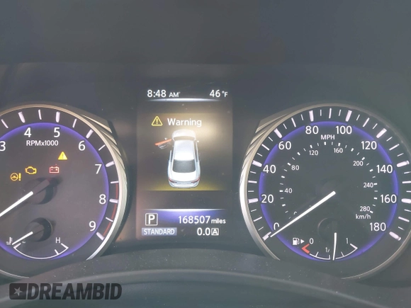 2015 Infiniti Q50 Premium with VIN JN1BV7AP8FM331816, listed as a IAAI auction lot 41760845 with 168,507 mi miles. Bid and sale history available at carsss.com. Image 7.