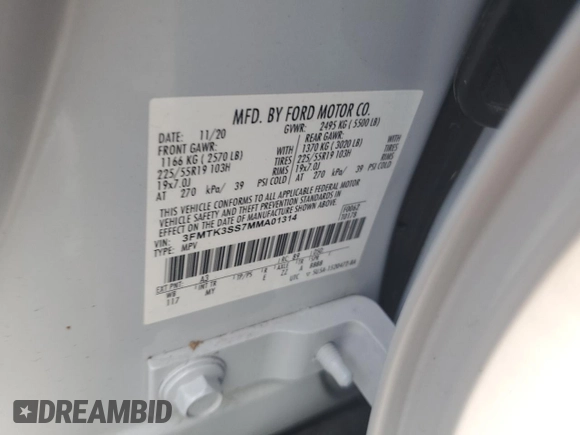 2021 Ford Mustang Mach-E Premium с VIN 3FMTK3SS7MMA01314, выставлен на аукционе Copart как лот 61434125 с пробегом 55 479 миль миль и На запчасти • Non repairable. История ставок и продаж доступна на DreamBid. Изображение 13.