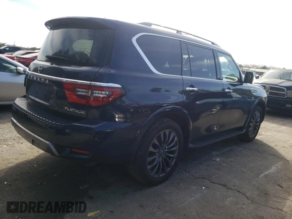 2021 Nissan Armada Platinum with VIN JN8AY2DA9M9373099, listed as a Copart auction lot 44125935 with 79,266 mi miles and Salvage Title. Bid and sale history available at carsss.com. Image 3.