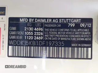 2013 Mercedes-Benz E 350 with VIN WDDKJ5KB1DF197335, listed as a IAAI auction lot 42272831 with 58,092 mi miles and . Bid and sale history available at DreamBid. Image 9.