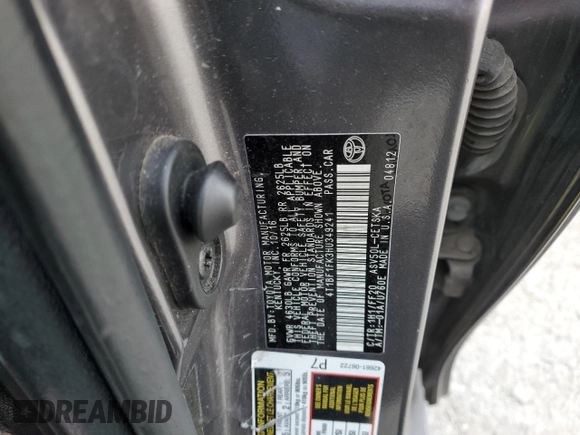 2017 Toyota Camry XLE with VIN 4T1BF1FK3HU349241, listed as a Copart auction lot 52113215 with 135,064 mi miles and Clean title. Bid and sale history available at DreamBid. Image 14.