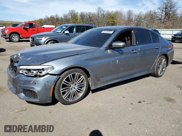 2018 BMW 5 Series M550i xDrive z VIN WBAJB9C55JB036120, wystawiony jako Copart lot #49134865 z przebiegiem Nie podano mil oraz Szkoda całkowita • Salvage title. Historia ofert i sprzedaży dostępna na DreamBid. Obrazek 1.