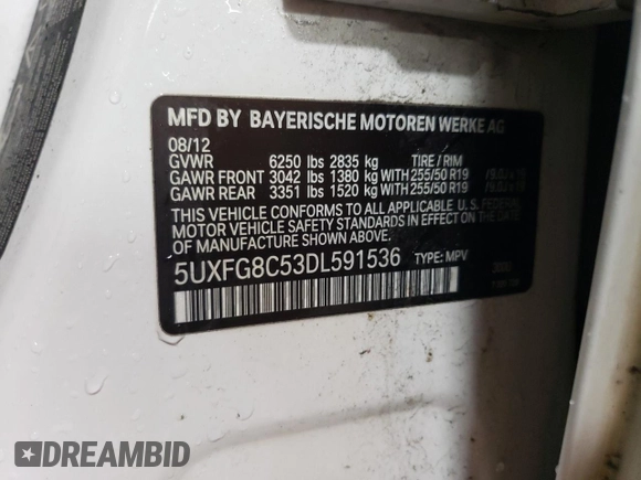 2013 BMW X6 xDrive50i z VIN 5UXFG8C53DL591536, wystawiony jako Copart lot #82219394 z przebiegiem 191 439 mil mil oraz Szkoda całkowita • Salvage title. Historia ofert i sprzedaży dostępna na DreamBid. Obrazek 12.