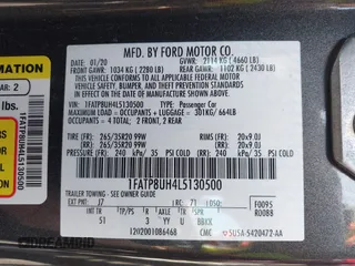 2020 Ford Mustang EcoBoost with VIN 1FATP8UH4L5130500, listed as a IAAI auction lot 41841789 with 1 mi miles. Bid and sale history available at carsss.com. Image 9.