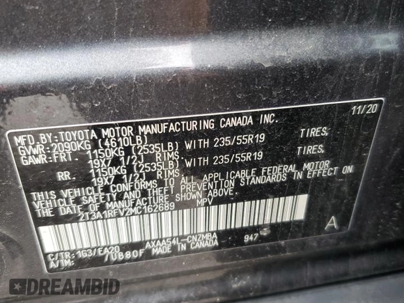 2021 Toyota RAV4 XLE Premium with VIN 2T3A1RFV2MC162689, listed as a Copart auction lot 63643255 with 24,735 mi miles and Salvage title. Bid and sale history available at DreamBid. Image 14.