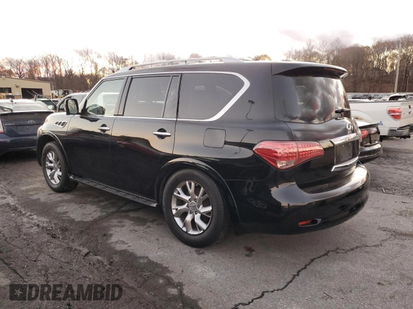 2012 Infiniti QX56 7-passenger with VIN JN8AZ2NE1C9015556, listed as a Copart auction lot 81671054 with 158,247 mi miles and Salvage Title. Bid and sale history available at carsss.com. Image 2.